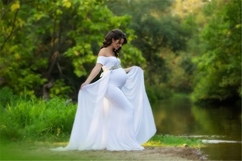 Shoulderless Maternity Pregnancy Dress Photography Props New Women Pregnant Dresses Maxi Maternity Gown Clothes For Photo Shoots (3)