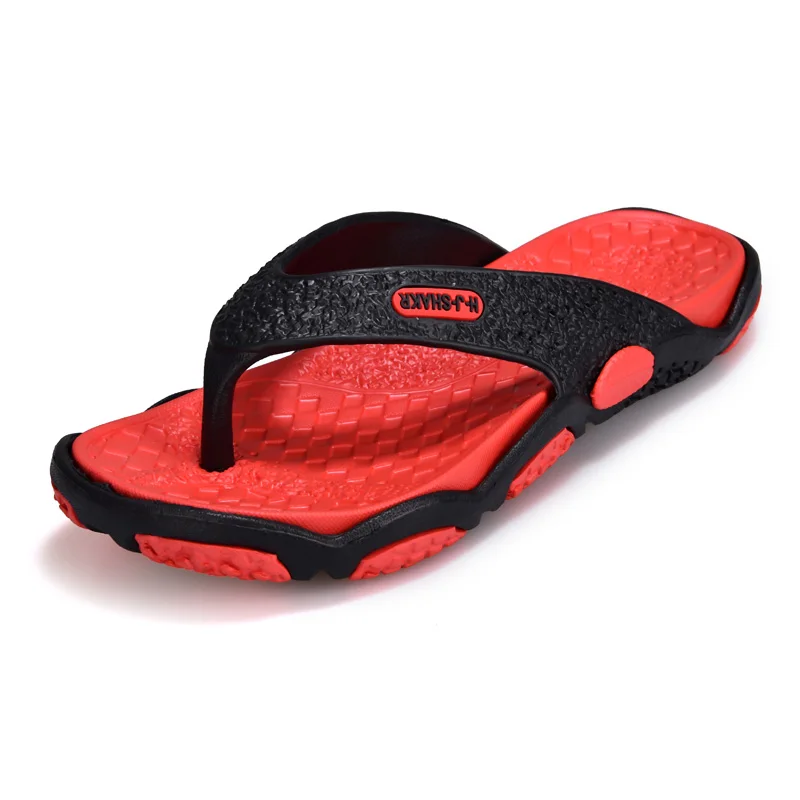 Летние сандалии для прогулок для Для мужчин Пляжные сланцы массажные тапочки мужские Нескользящие смешанные цвета дышащая пляжная обувь большой Размеры - Цвет: Красный