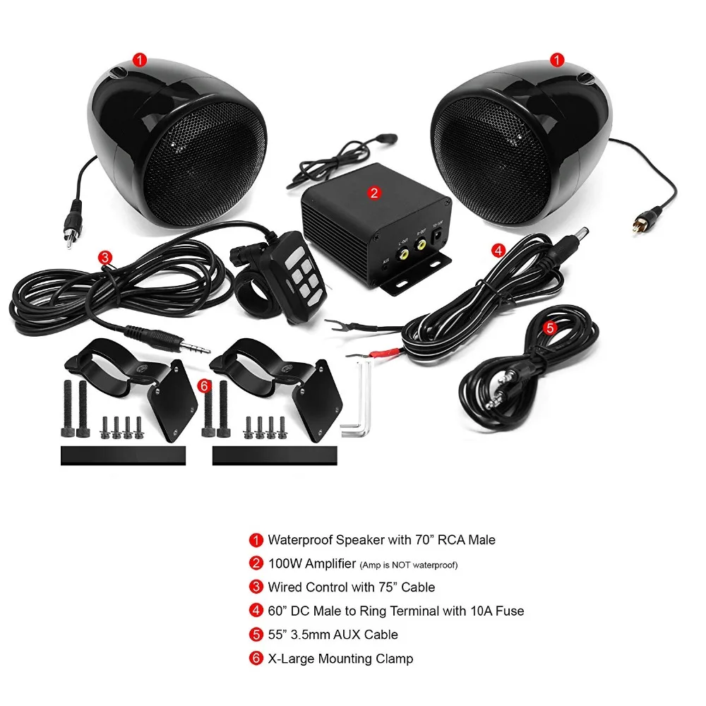 Aileap m150 conjunto de áudio da motocicleta com amplificador 2ch estéreo