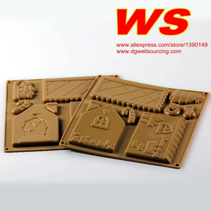 Silicone Christmas chocolate gingerbread house mold DIY baby favorite chocolate design silicone fondant mould  3D new year decor