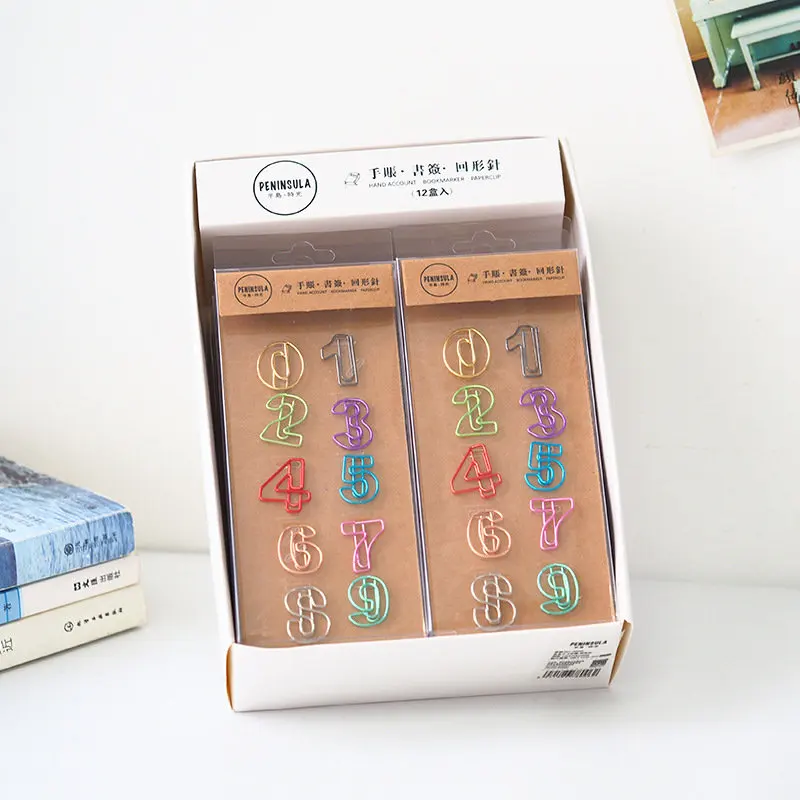 Coloffice корейские красочные 0-9 ручная закладка скрепки для хранения бумаги для студентов Peninsula Time офисные школьные принадлежности 1 шт