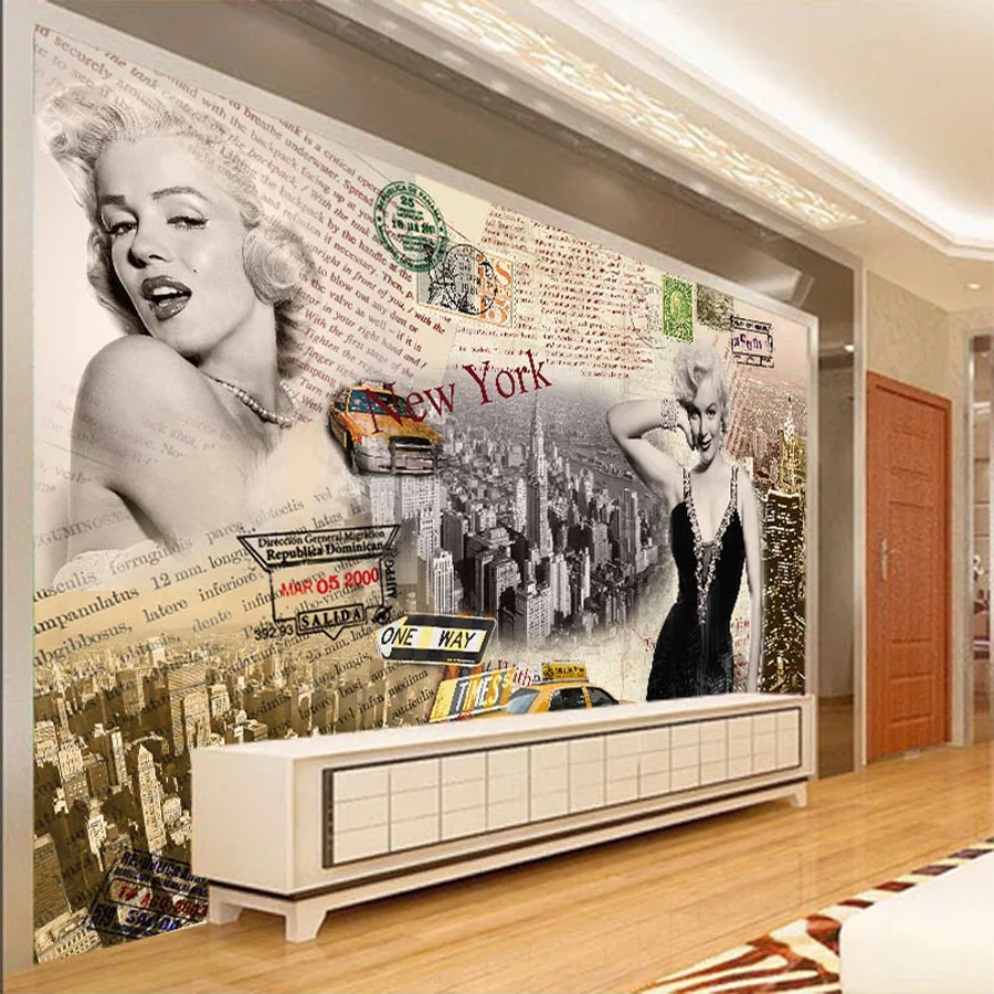 Сексуальная Богиня суперзвезда Мэрилин Монро газета классическая 3D обои для стен спальни росписи рулонов домашний декор гостиной - Цвет: Picture A