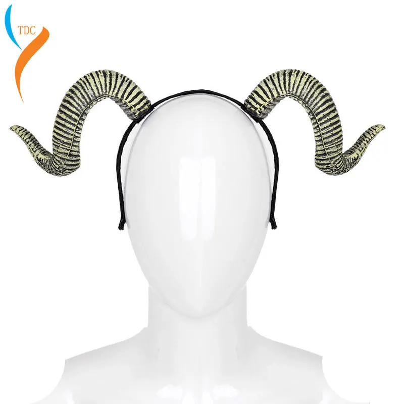 

Halloween Burning Man Festival Sheep Horns Hairband Carnival Party Devil Costume Bull Ram Goat Horn Headband vocaloid cosplay