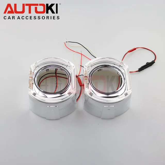 Autoki 3,0 дюймов Высокое качество led angel eye DRL кожух для 2,5 и 3,0 дюймов Биксеноновые линзы проектора