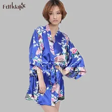 Модный Шелковый халат, Короткое атласное кимоно; наряд для женщин, Цветочная подружка невесты, шелковый халат, халат batas de seda Q893