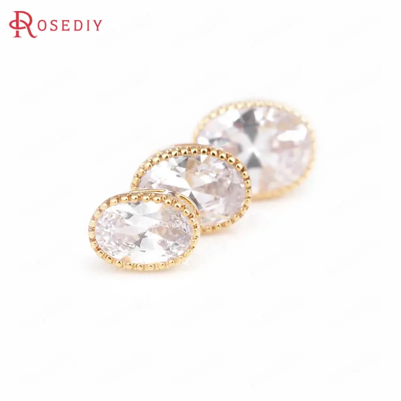 

6PCS 4x6MM 5x7MM 6x8MM 24K Champagne Gold Color Brass with Zircon Oval Spacer Beads Bracelet Beads High Quality Accessories