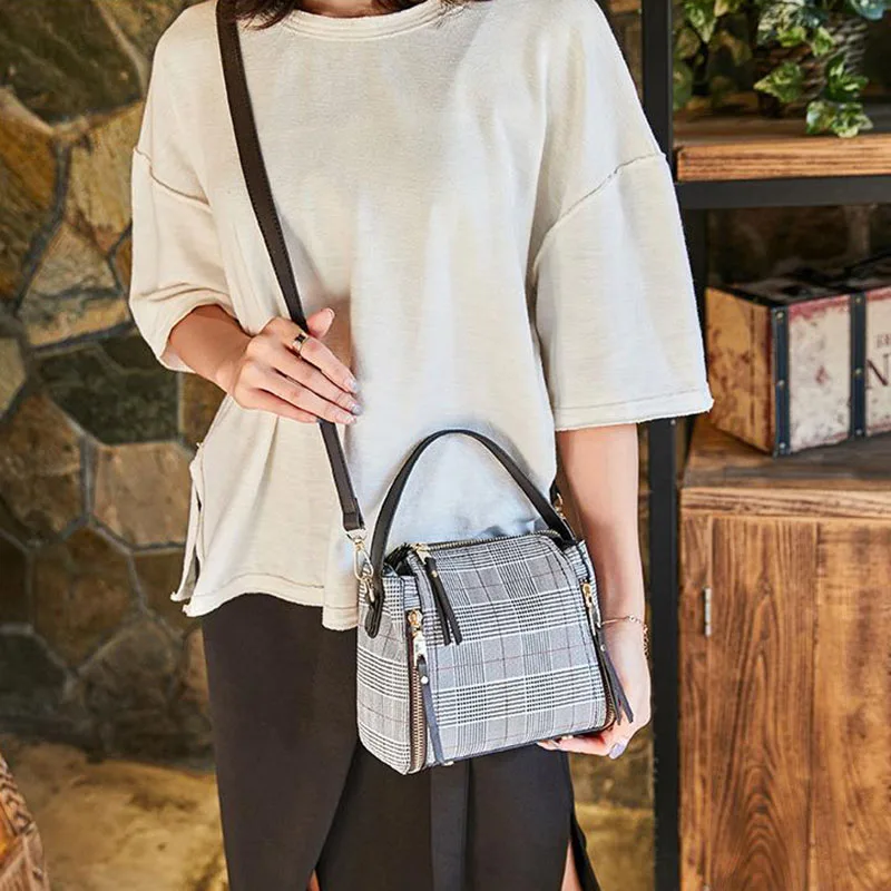 

Famous Brand Crossbody Bags for Women Messenger Bags Leather Casual Female Shoulder Bag Luxury Plaid Ladies Hand Bag Bolsos W368