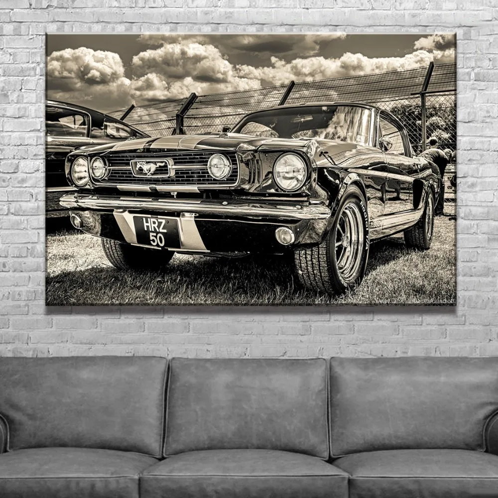 

Home Decorative Wall Picture Canvas Painting 1 Piece Vehicle Poster For Modern Living Room Artwork HD Print Ford Mustang Draw