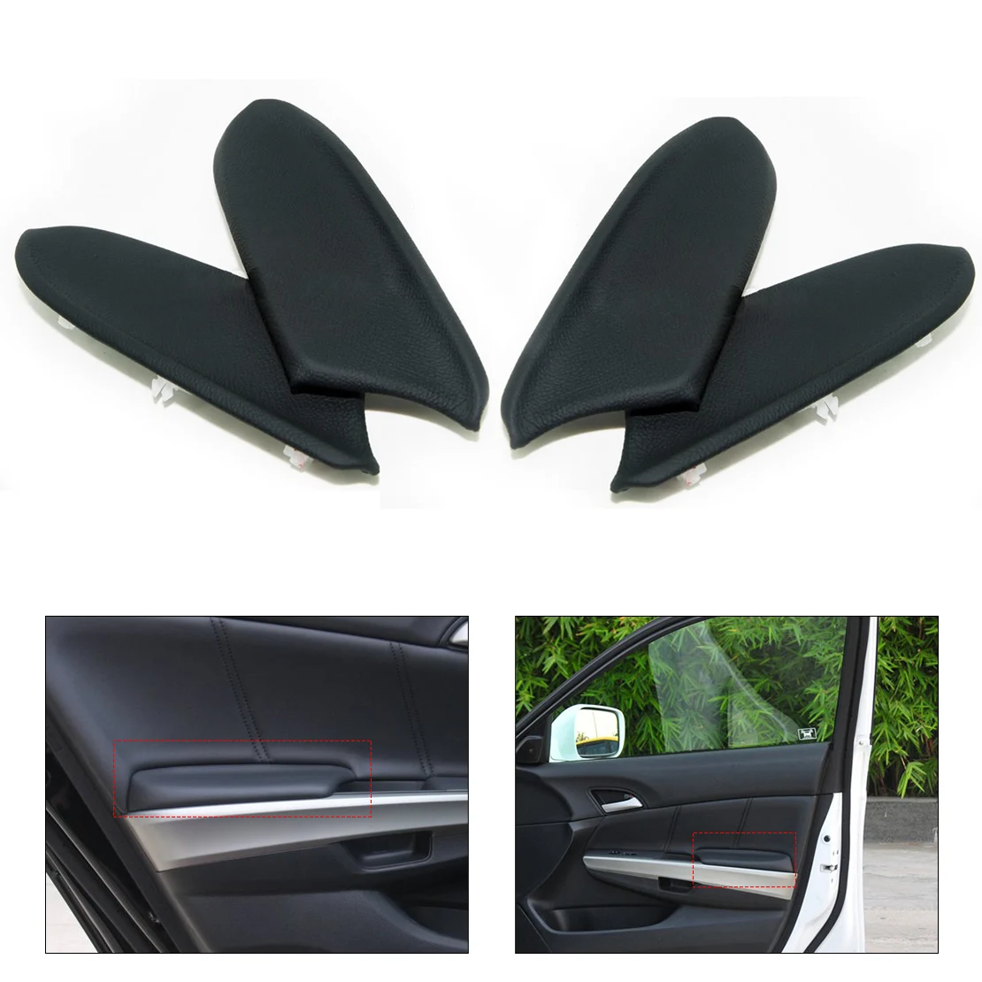

CITALL 4pcs New Leather Black Front & Rear Door Panels Armrest Skin Covers for Honda Accord 2008 2009 2010 2011 2012 DIY