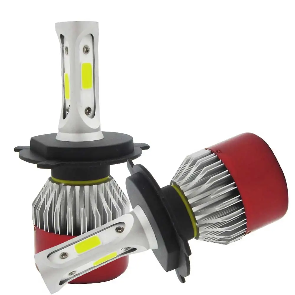 2 Pcs LED HeadLight Kit H4 Hi/Low Beam LED COB Far & Near Driving