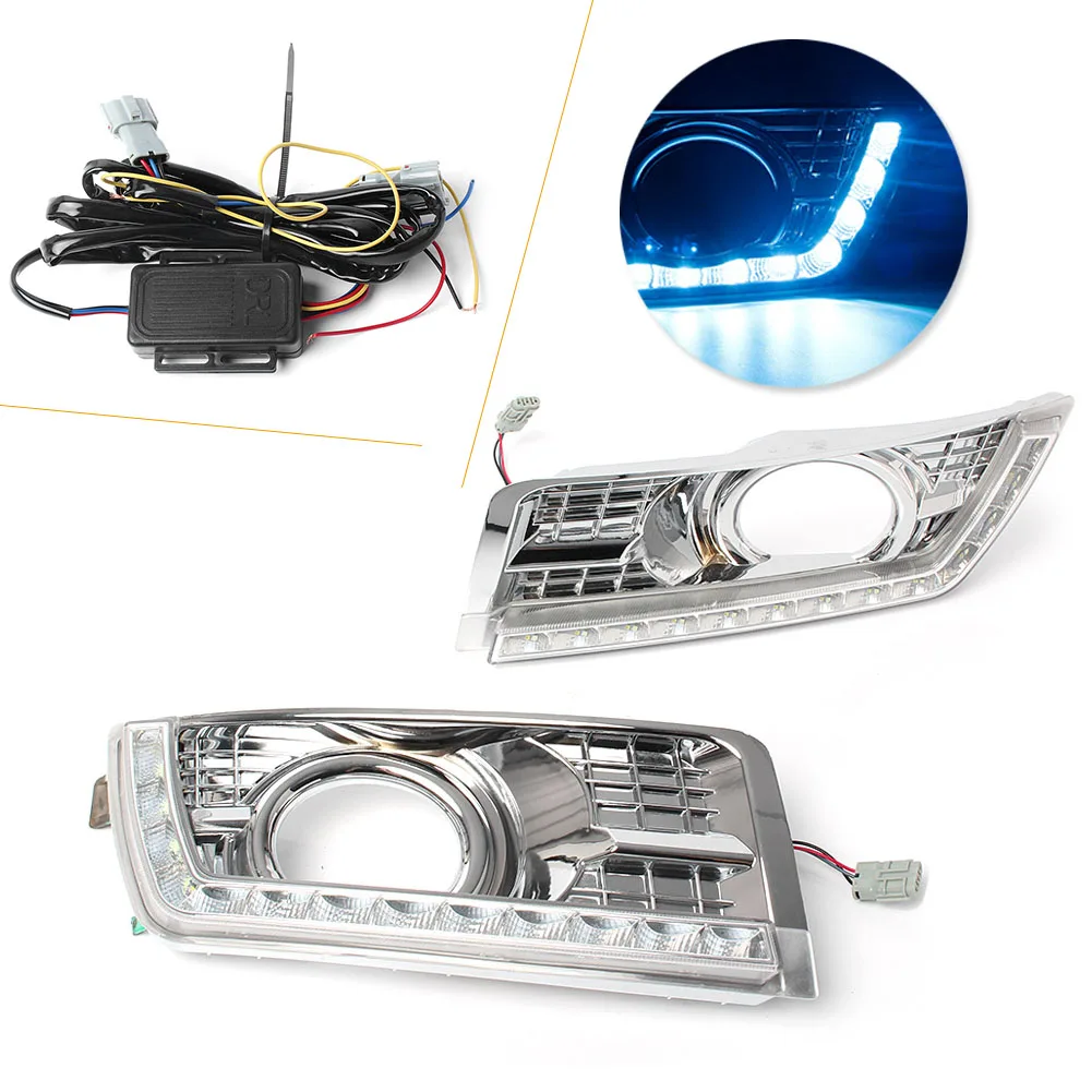 

1Pair Car LED Daytime Running Light Front Bumper Fog Lamp Turn Singal Lights for Cadillac SRX 2012 2013 2014 2015 2016