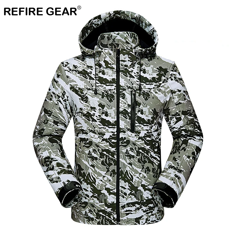 

ReFire Gear Winter Soft Shell Windbreaker Outdoor Jackets Men Waterproof Sport Hiking Fleece Jacket Male Hunting Clothes Coats