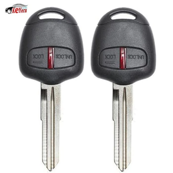 

KEYECU 2 Pcs Replacement Remote Key Fob 2 Button 4D61 Chip 433MHz Right MIT11R Blade Uncut for Mitsubishi Outlander 2005-2010