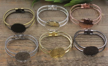 

10pcs/Lot Cabochon 30mm Lace pad Antique Bronze/Gold/Silver/Black Bracelet Vintage Bangle DIY Jewelry Accessories