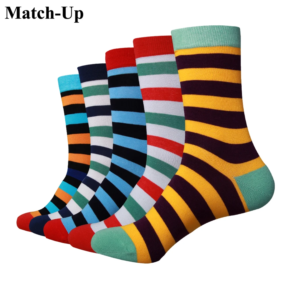Match Up Men fashion stripes series Cotton Socks argyle Casual Crew