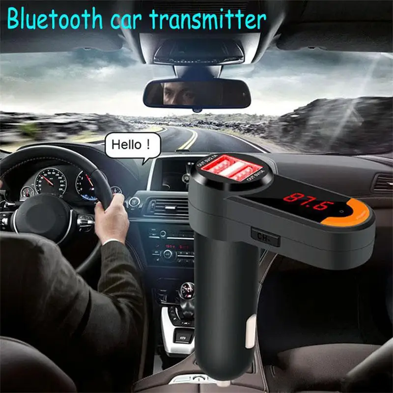 

Dual USB Car Charger BC10 For Mobile Phone Ipad LED Display Bluetooth Handsfree Car Kit FM Transmitter Car Audio MP3 Player