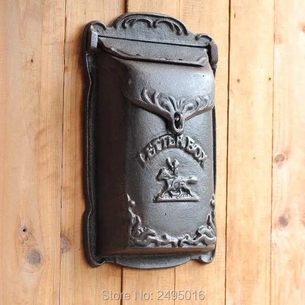 Cowboy Cast Iron Mailbox Metal Mail Box Wall Mount Lockablein