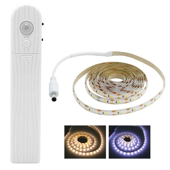 

Pir Motion Sensor Bed Closet Night Light Dimmable Flexible Led Strip Lamp Aaa Battery Power Under Cabinet Lights For Wardrobe