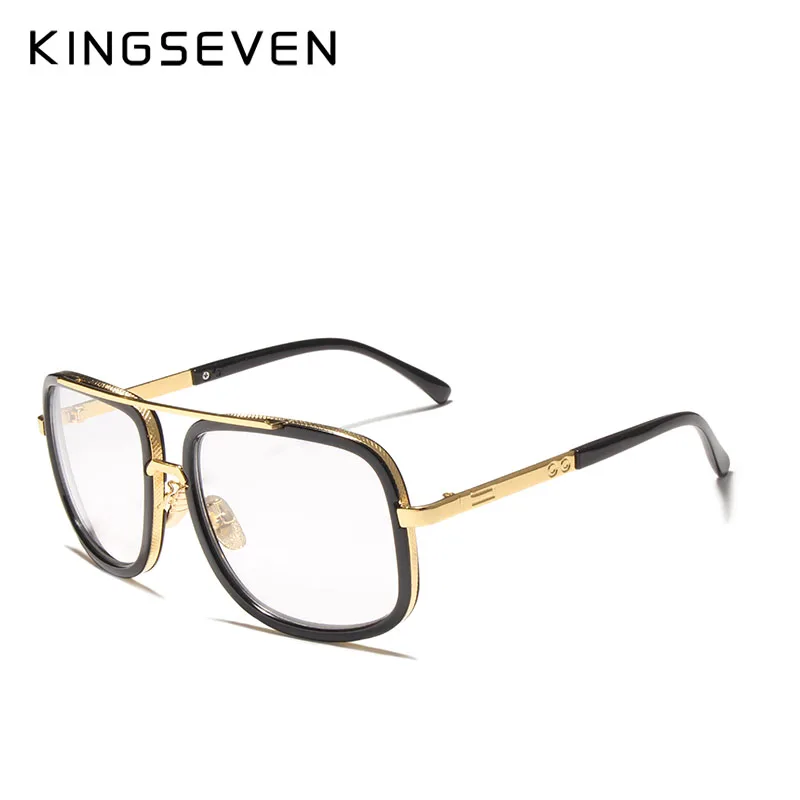 KINGSEVEN модные унисекс Ретро алюминиевые Солнцезащитные очки Мужские линзы брендовые дизайнерские Винтажные Солнцезащитные очки для женщин UV400 - Цвет линз: clear lens