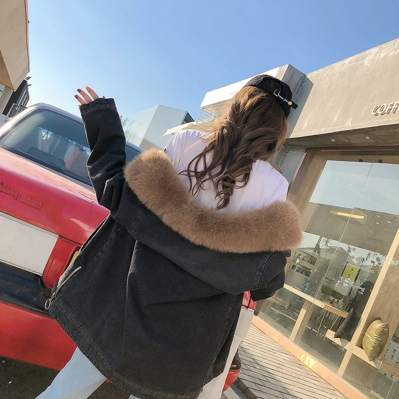 Новинка года; теплая зимняя куртка-бомбер; Цвет черный, синий; Базовая женская верхняя ветровка; Женское пальто; джинсовая куртка из плотного хлопка