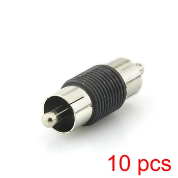 

10x 2 RCA Male Inline Plug Connector AV Adapter RCA Male to Male Joiner Coupler