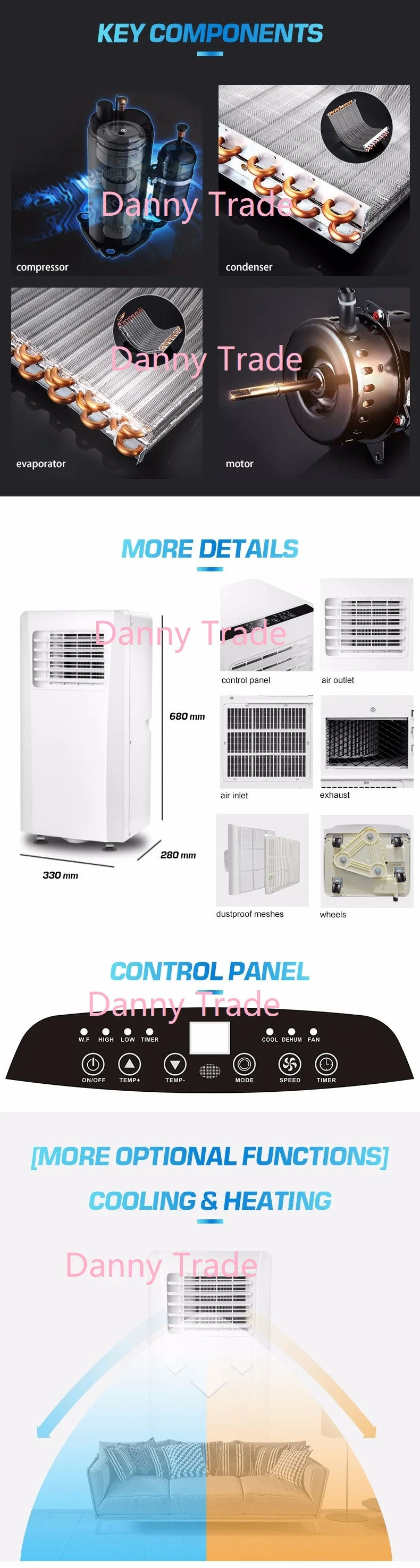 Ac220 240v 50 60hz 1050w Power Refrigerated Mini Portable Air Conditioner 7000btu Room Cooler Cooling Only English Panel Remote Portable Air Conditioner Air Conditionerroom Cooler Aliexpress
