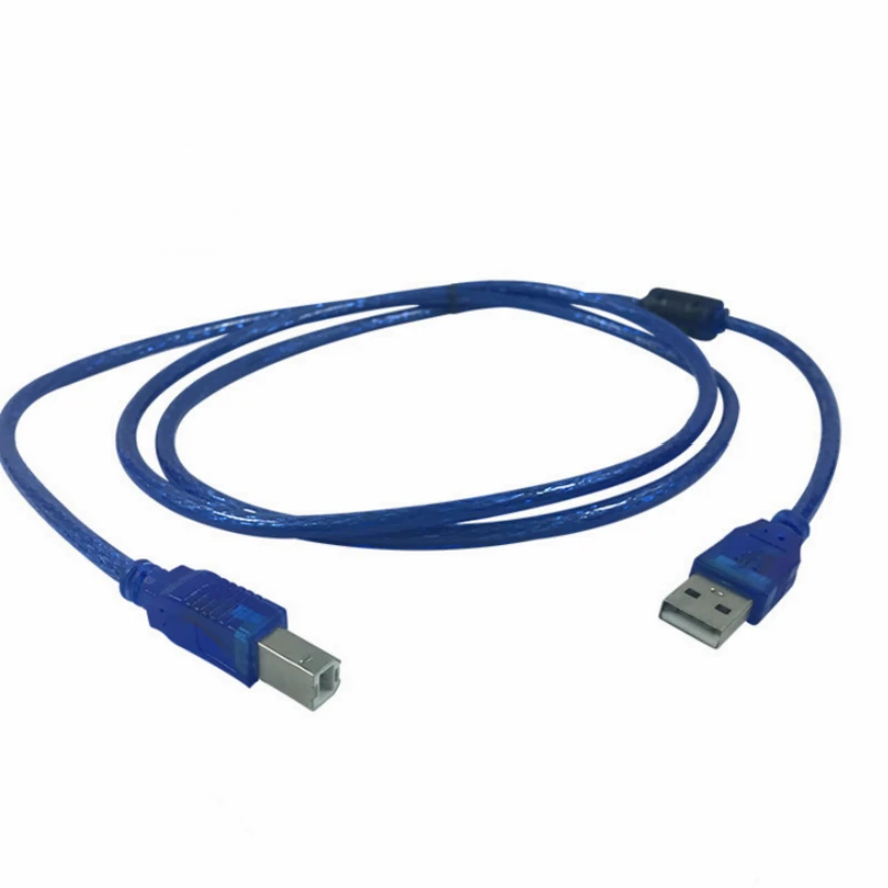 USB 2,0 кабель для принтера тип A штекер в Тип B двойное экранирование, высокая скорость прозрачный синий