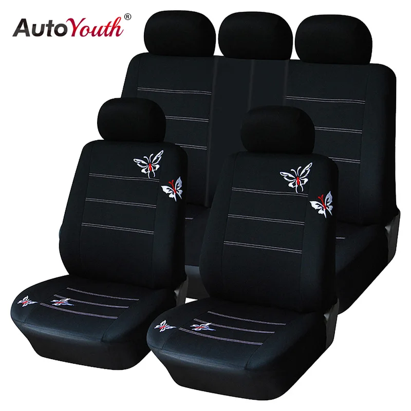 AUTOYOUTH Butterfly Embroidery font b Car b font Seat Cover Set Universal Fit Most font b