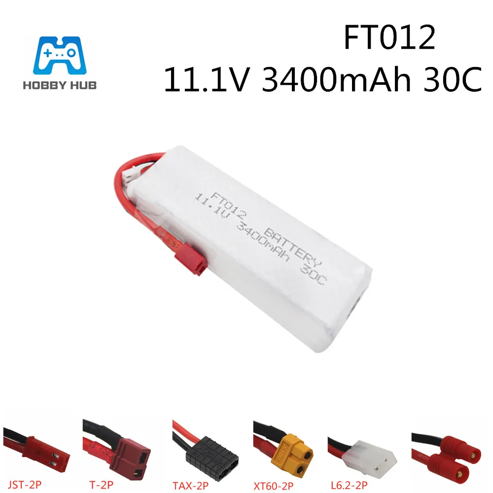 

Hobby Hub FT012 11.1V 3400mAh 30C Rechargeable Lipo Battery For RC Boat Parts 3s 11.1v lipo battery 3400mAh