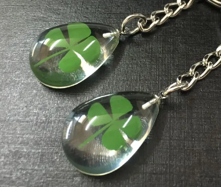 10 Pcs Yqtdmy Pretty Fashion Real Four Leaf Clover Jewelry Portachiavi A Forma Di Goccia Tassidermy