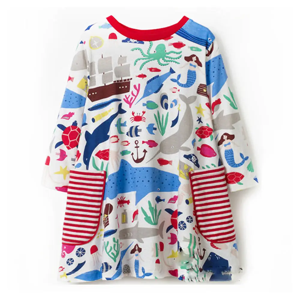 Littlemandy/платье для девочек платья в горошек с длинными рукавами и пингвинами г. Осеннее платье принцессы с аппликацией Брендовая детская одежда для маленьких девочек, Лидер продаж - Цвет: 7643