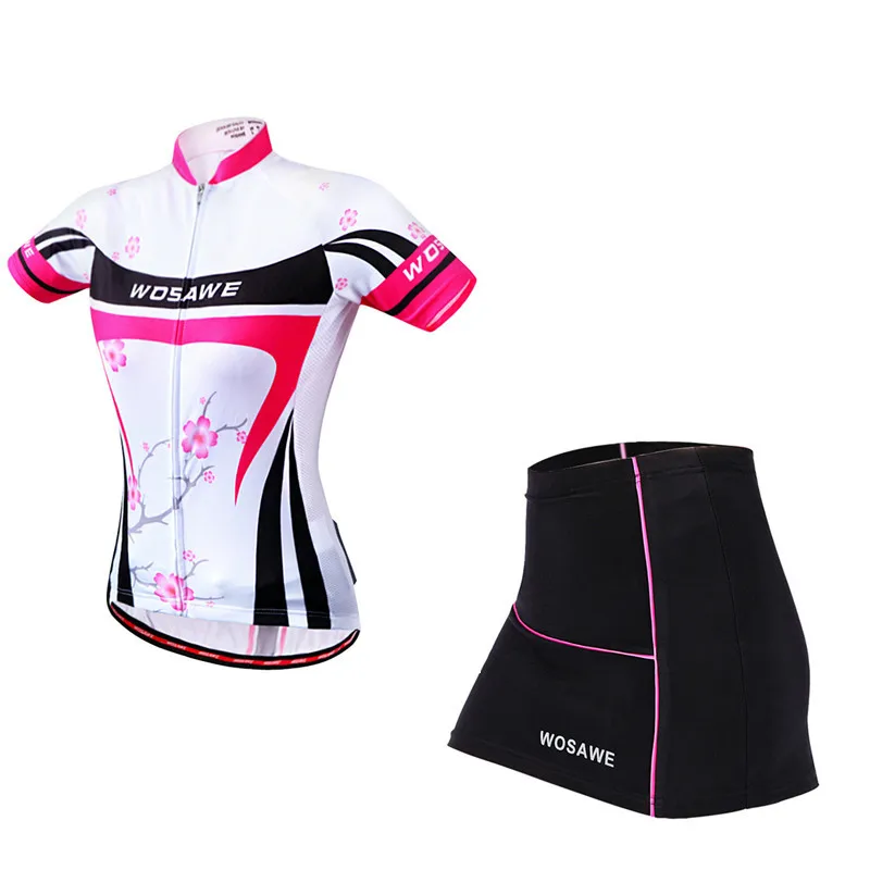 WOSAWE Summer Female Mini Skirt + Shirt Ropa Ciclismo Cycling Jersey Sets Breathable MTB Bike Clothing Short sleeve clothes WOSAWE Summer Female Mini Skirt + Shirt Ropa Ciclismo Cycling Jersey Sets Breathable MTB Bike Clothing Short sleeve clothes
