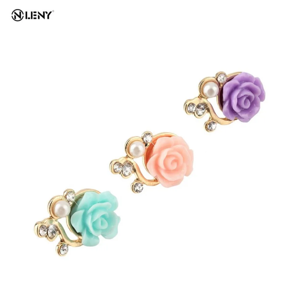 

Universal Rose Flower Headphone Dust Cap Colorful 3D Crystal Bead Pearl Anti Dust Plug Charms For 3.5mm Mobile Headphone