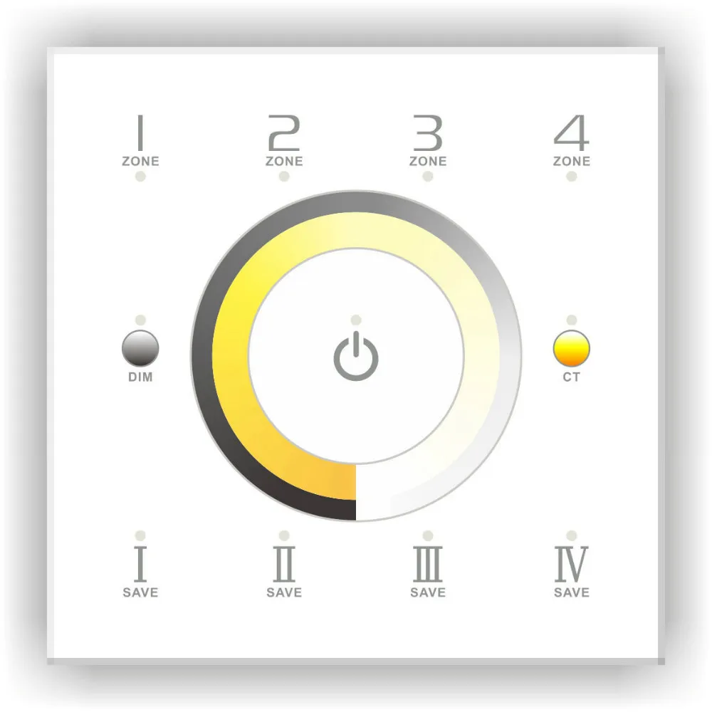 

DX7;4 Zones control RF 2.4G+DMX512 color temperature touch panel;AC100~240V input;RF 2.4G+DMX512 Output signal