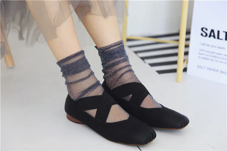 Модные фатиновые носки женские прозрачные длинные носки тонкие носки уличная одежда для девочек Medis - Цвет: dark gray