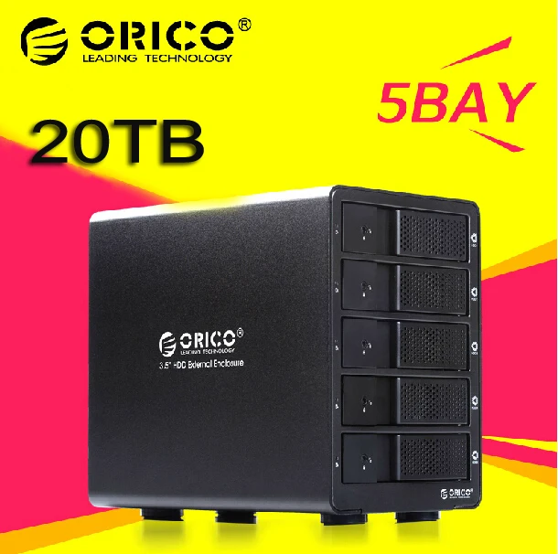 Original ORICO 20TB USB 3.0 Aluminum 5 Bay 3.5" SATA HDD