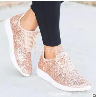 

2019 Fashion Large Size Women's Shoes Spring And Summer New flat Shoes Sequins Casual Women's Shoes With Sports Shoes