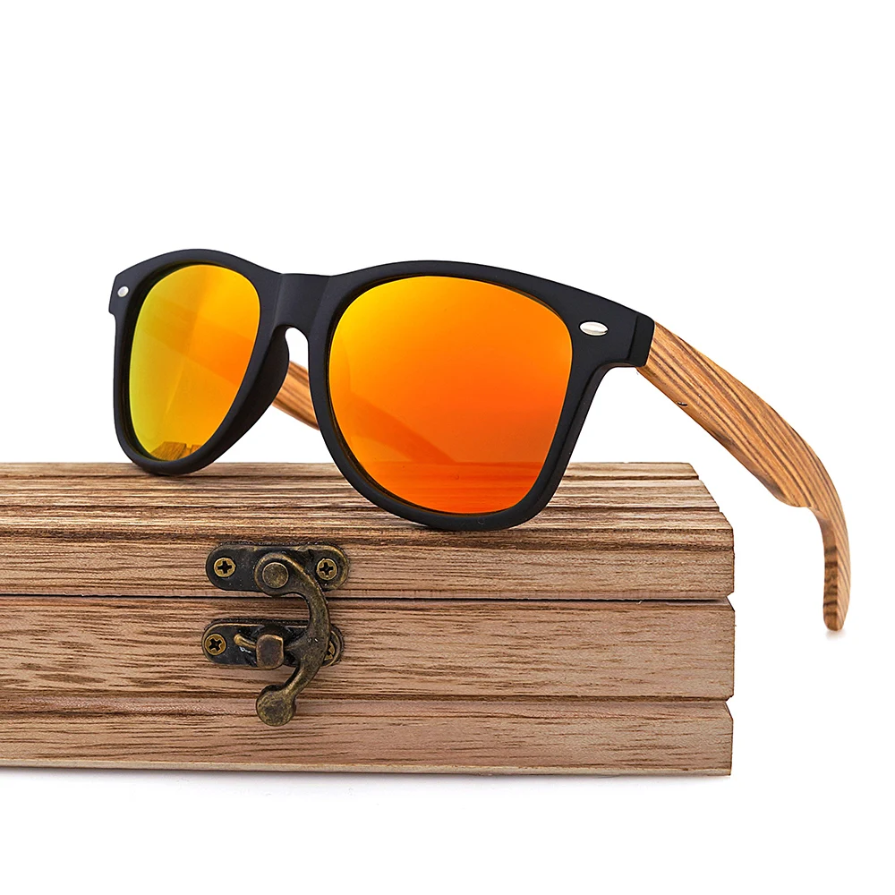 OIKE Retro Wood Sunglasses Men Bamboo Sunglass Women Brand Design Sport Goggles Red Mirror Sun Glasses Shades lunette oculo
