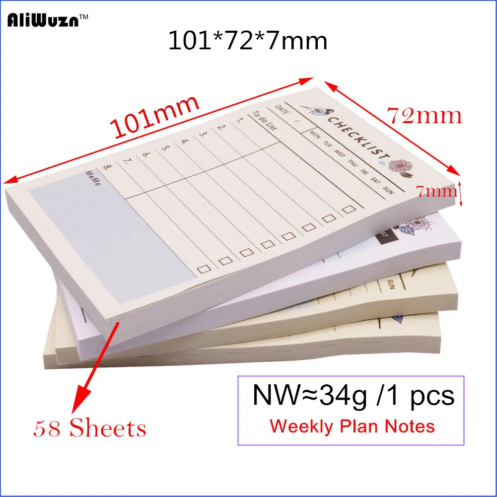 4 шт контрольный список времени Еженедельный план месяц четыре стиля доступны 58-60 листов 101*72*7 мм Студенческая офисная бумага для заметок