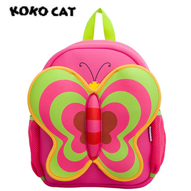 

KOKOCAT 3D Cute Butterfly Waterproof Children School Bags Cartoon Animals School Backpacks For Teenage Girls Large Capacity Baby