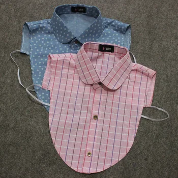 

Blouse White Petite fold collar removable Print Shirt Collar College Wind Pearl Striped Velvet Fake Collar Pearl False Clavicle