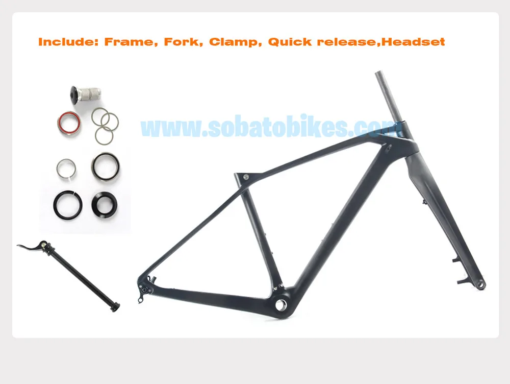 

2016 ~ 2017 newest china carbon frame mountain bike 14.5/16/17.5/19 cheap carbon MTB frame with fork
