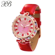 PB Luxury Brand Fashion Women Watch Dress Quartz Watch Genuine Leather Band Wristwatch Water Resistant Ladies Watch HL538