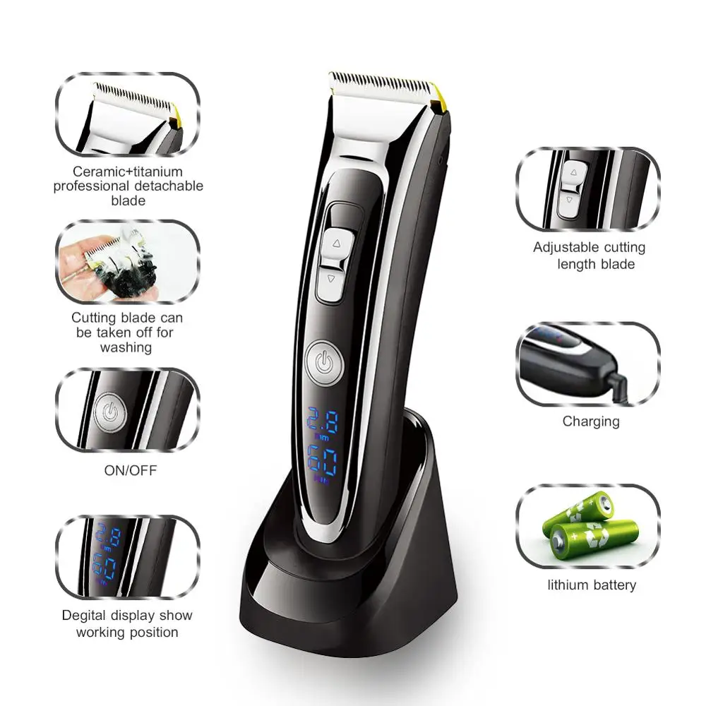 Surker RFC-688B Professional Hair Clippers Rechargeable Electric Hair Clipper For Men LED Display Ceramic Blade Cordless Haircut