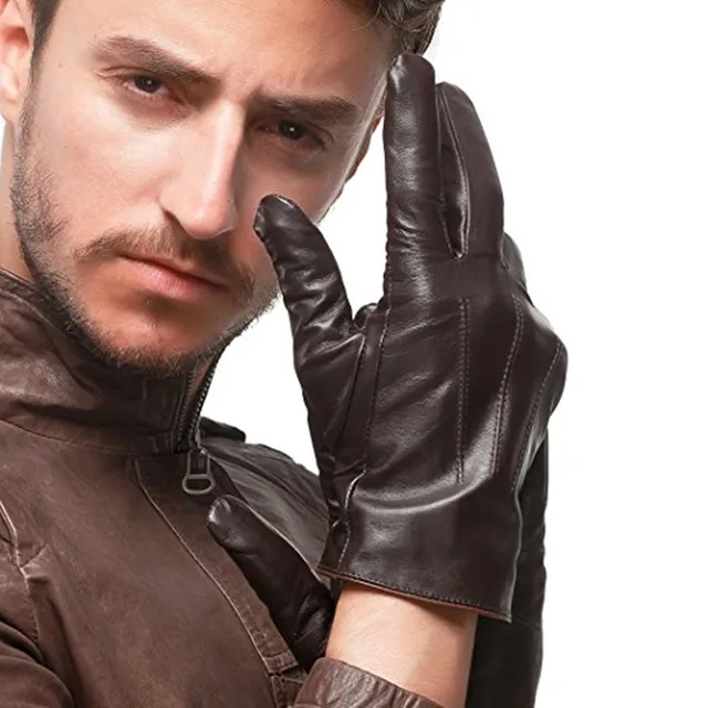 High Quanlty Lambskin Leather Gloves Mens Simple Style Leather GLOVE MENin Men's Gloves from