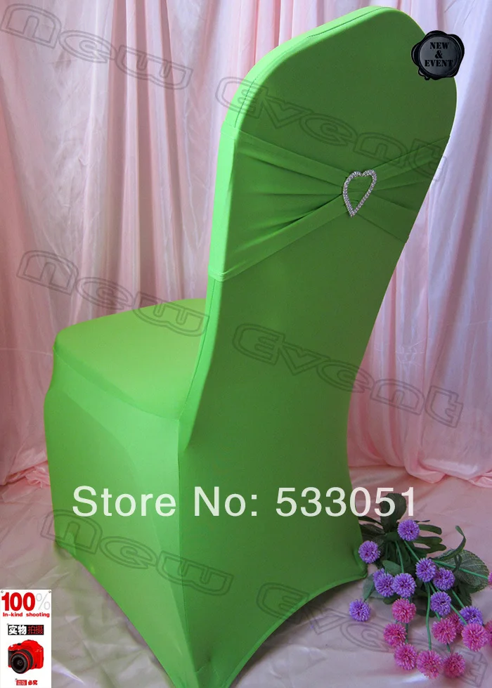 210g/m2 Apple Green Spandex Chair Cover With Lycra Bands And Tow Row