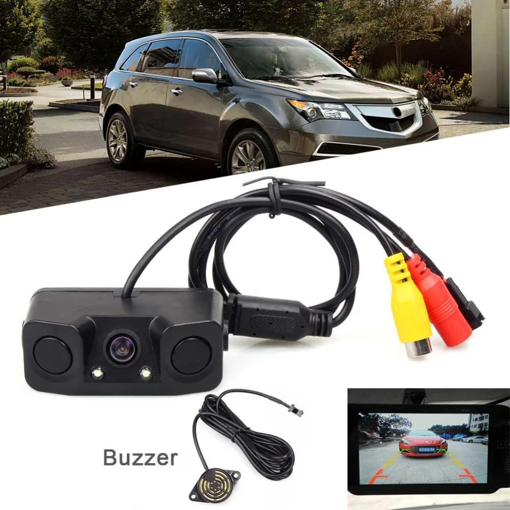 2 in1 Car Rearview Camera with Radar DC 12V Night Vision Reversing