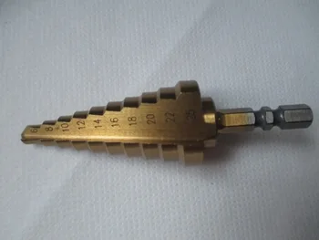 

Titanium-Coated Step Drill Bit Set 1/4"" hex shank 6-25mm cutting tool Reamer