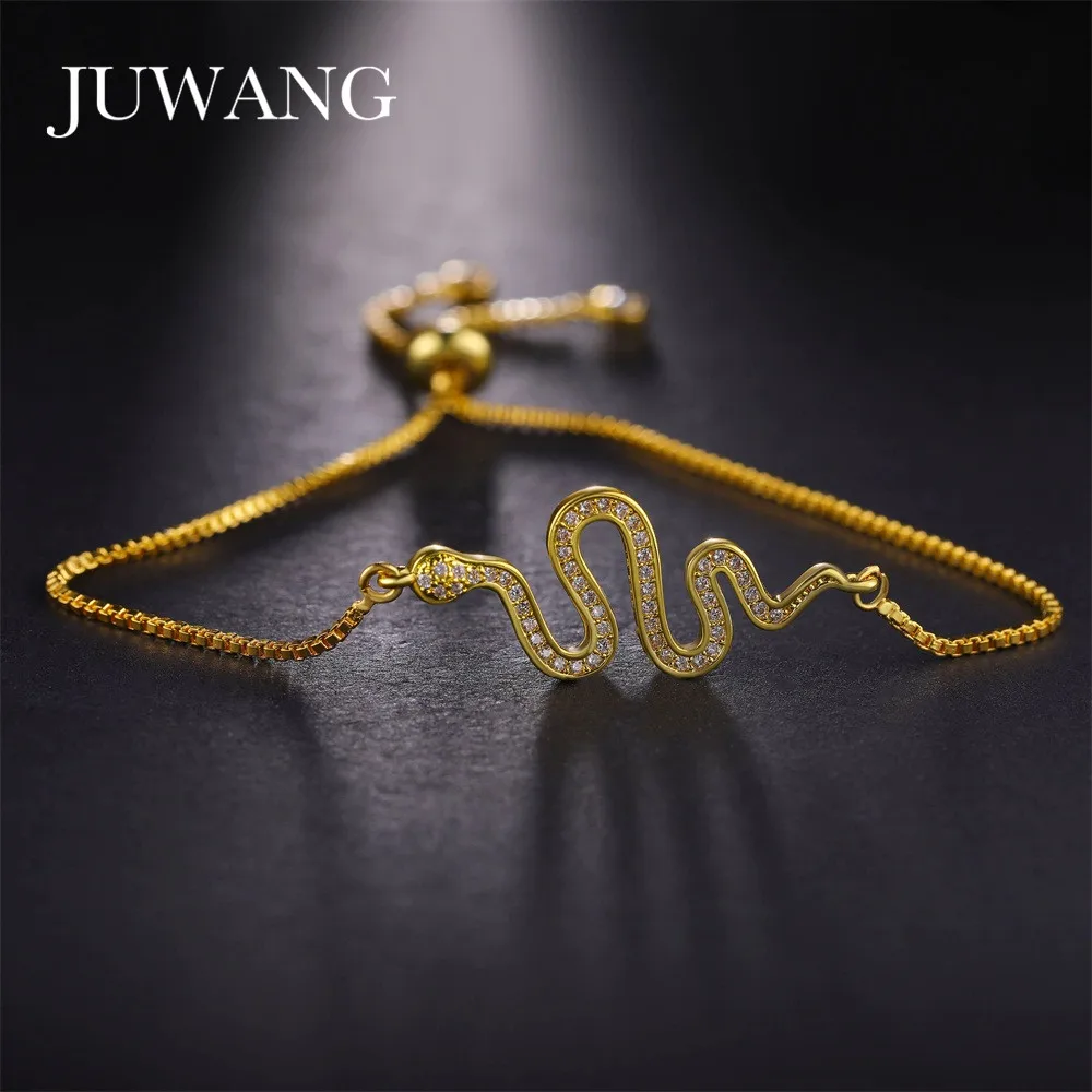 

JUWANG Snake Charm Bracelets For Women Clear Cubic Zirconia Bracelet & Bangle Adjustable Jewelry Gift Wholesale Pulseras Mujer