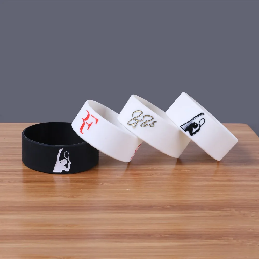 

1pc Tennis Bracelet King Roger Federer Silicone Bracelets&Bangles Sports Rubber Letter Bracelet Men jewelry Wrist band SH283